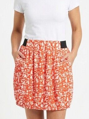 Emmelee for F.C. Red and White Bubble Mini Skirt